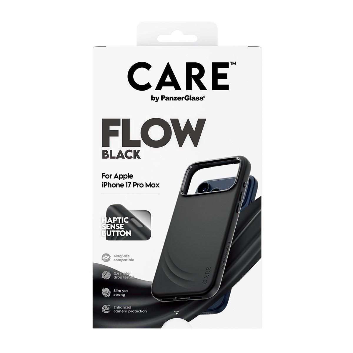 CARE by PanzerGlass® Feature FLOW Case Schwarz m. Cutout for Haptic & MagSafe iPhone 17 Pro Max